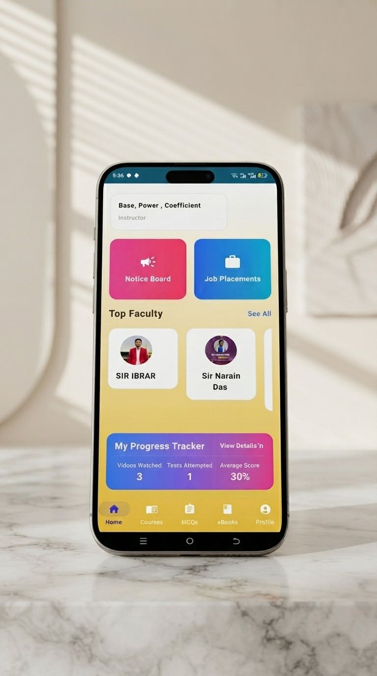 Faculty & Progress screen of the Naeem Virtual Academy app